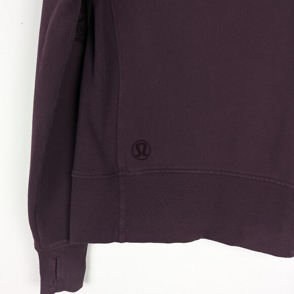 Lululemon Purple Velvet Floral Flock Pullover Sweatshirt in Black Cherry Size 4 - Picture 7 of 8